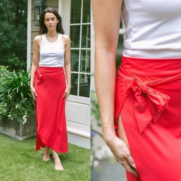 Violette WRAP SKIRT In poppy XS $142 - Picture 1 of 6